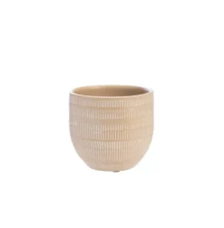 Cache-pot en céramique marron Sulco – 14 x 13 cm