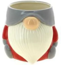 Cache-pot en céramique rouge forme Père Noël – Ø 8 x H 6 cm