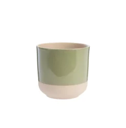 Cache-pot en céramique vert/beige Sandstone - Ø 16,5 x H 16 cm