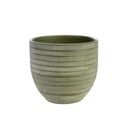 Cache-pot en céramique vert mat Sulco – 35 x 32 cm
