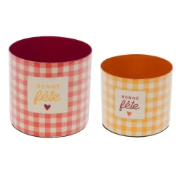 Cache-pot en métal Bonne Fête taille 2 - Ø 10 x H 8,5 cm