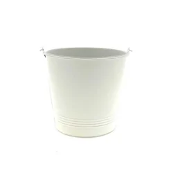 Cache-pot métal blanc Zinc - Ø 18 x H 17,5 cm