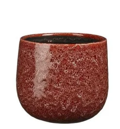 Cache-pot rond en céramique rouge Paola - Ø 18 x H 16 cm