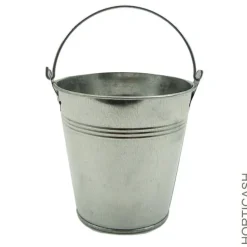 Cache-pot seau avec anse coloris gris - Ø 13 cm