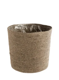 Cache-pot vannerie naturelle coloris gris en jute - 24 x 22,5 x 18 cm