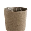 Cache-pot vannerie naturelle coloris gris en jute - 20,5 x 19,5 x 16 cm