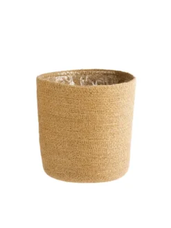 Cache-pot vannerie naturelle coloris beige en jute - 27 x 25,5 x 21 cm