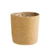 Cache-pot vannerie naturelle coloris blanc en jute - 24 x 22,5 x 18 cm