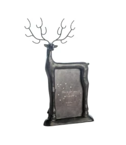 Cadre photo en résine et verre décor renne coloris noir - 17 x 26 cm