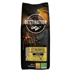 Café Éthiopie moka en grains pur arabica bio Destination - 1 kg