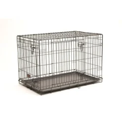 Cage d'éducation noire pour chien et chiot à 2 portes - 91 x 58 x 63 cm