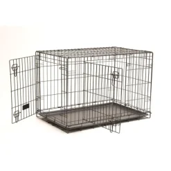 Cage d'éducation noire pour chien et chiot avec 2 portes -121 x 76 x 81 cm