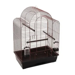 Cage ouverte pour perruche coloris noir et cuivre Flamingo Édith – 54 x 34 x 74,5 cm