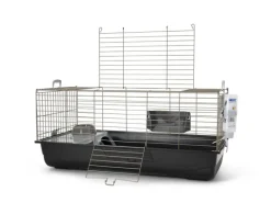 Cage pour lapin ou cochon d'Inde coloris gris foncé Nero 3 Deluxe Happy Planet - 100 x 50 x 45 cm