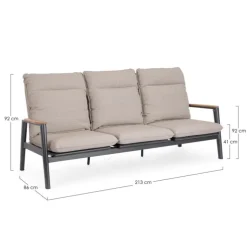 Canapé 3 places en aluminium anthracide Bizzotto Miguel Pélican