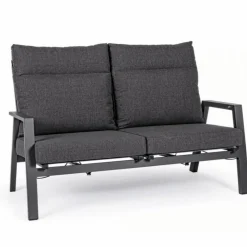 Canapé inclinable 2 places anthracite, matière durable - BIZZOTTO Kledi