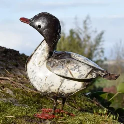 Canard métal peint blanc bec rouge petit modèle