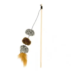 Canne à pêche pour chat coloris multicolore pompon Duvoplus - 20 x 5 cm