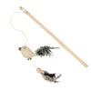 Canne à pêche pour chat coloris marron oiseau avec plumes nature Duvoplus