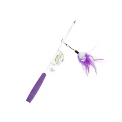 Canne à pêche télescopique pour chat mauve