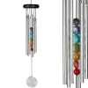 Carillon coloris argent 7 chakras multicolores - 44 cm