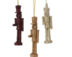 Casse-noisette suspendu en bois de pin avec finition brillante paillettes - 13 x 3,5 x 13 cm