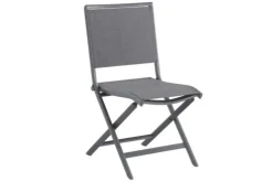 Chaise de jardin pliante en aluminium et polyester, gris - CREADOR Ara