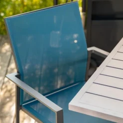 Chaise en aluminium graphite et textylène Abelia - 48 x 54 x 87 cm