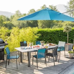 Chaise en aluminium graphite et textylène Abelia - 48 x 54 x 87 cm