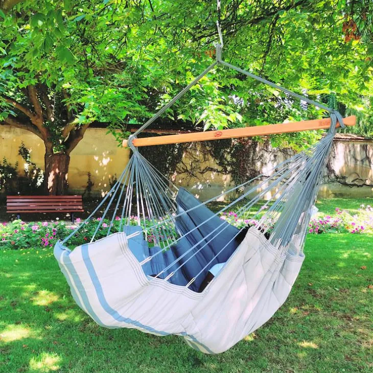 Chaise hamac coloris anthracite taupe certifié FSC® XXL Jobek Hamac Konfort - 225 x 130 cm