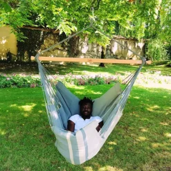 Chaise hamac coloris anthracite taupe certifié FSC® XXL Jobek Hamac Konfort - 225 x 130 cm