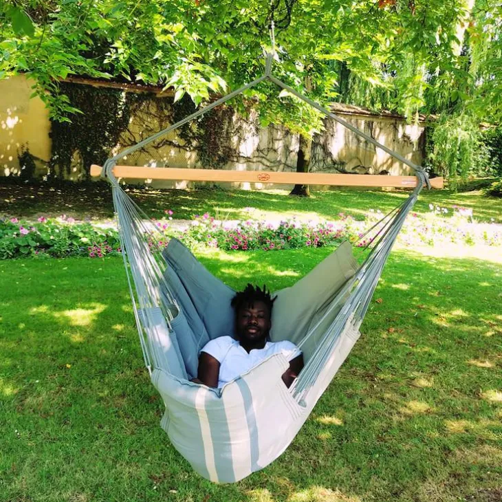 Chaise hamac coloris anthracite taupe certifié FSC® XXL Jobek Hamac Konfort - 225 x 130 cm