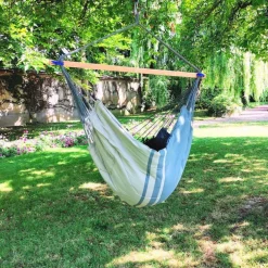 Chaise hamac coloris anthracite taupe certifié FSC® XXL Jobek Hamac Konfort - 225 x 130 cm