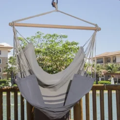 Chaise hamac coloris anthracite taupe certifié FSC® Jobek Hamac Trankil - 140 x 110 cm