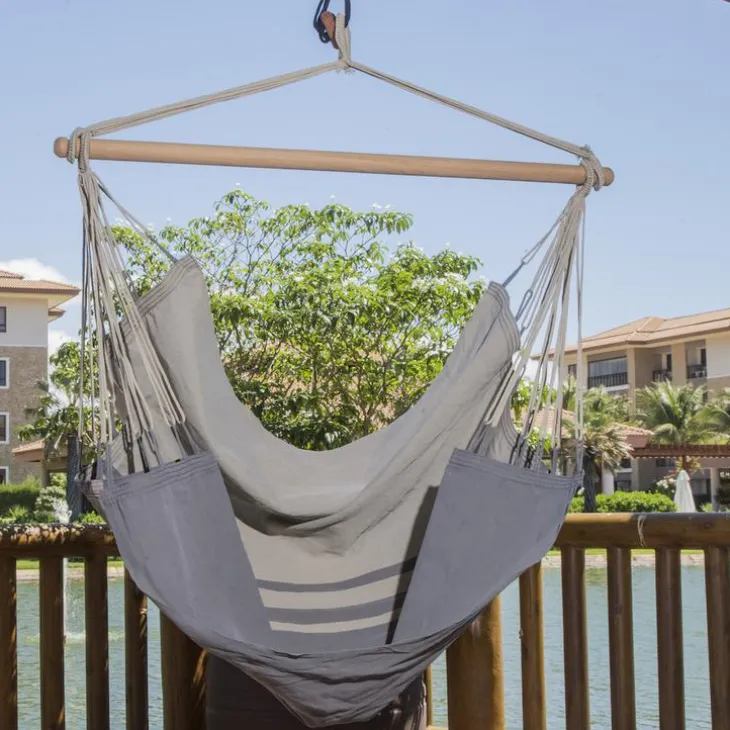 Chaise hamac coloris anthracite taupe certifié FSC® Jobek Hamac Trankil - 140 x 110 cm