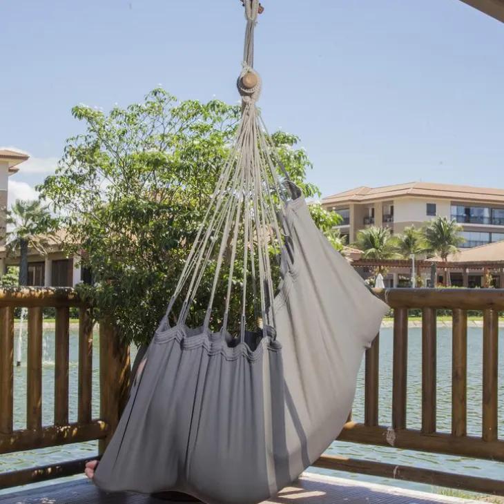 Chaise hamac coloris anthracite taupe certifié FSC® Jobek Hamac Trankil - 140 x 110 cm