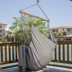 Chaise hamac coloris anthracite taupe certifié FSC® Jobek Hamac Trankil - 140 x 110 cm