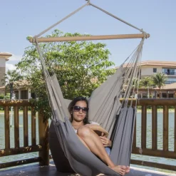 Chaise hamac coloris anthracite taupe certifié FSC® Jobek Hamac Trankil - 140 x 110 cm