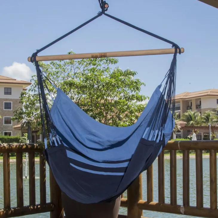 Chaise hamac coloris bleu Caraïbes en polypropylène Jobek Hamac TranKil - 140 x 110 cm