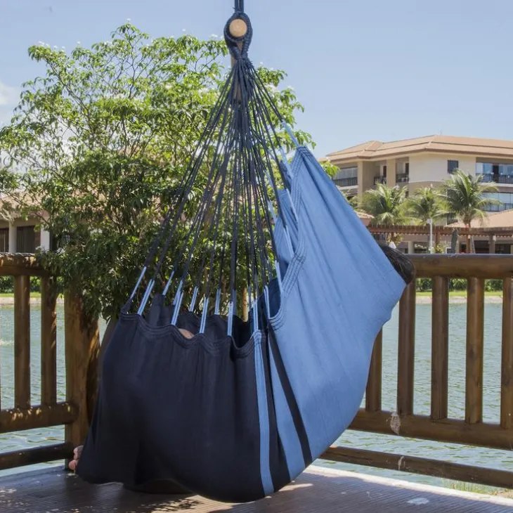 Chaise hamac coloris bleu Caraïbes en polypropylène Jobek Hamac TranKil - 140 x 110 cm