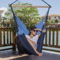 Chaise hamac coloris bleu Caraïbes en polypropylène Jobek Hamac TranKil - 140 x 110 cm