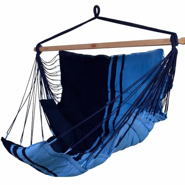 Chaise hamac coloris bleu Caraïbes en polypropylène XXL Jobek Hamac Konfort - 225 x 130 cm