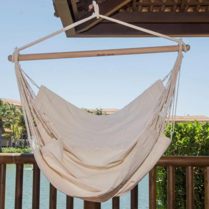 Chaise hamac coloris écru certifié FSC® Jobek Hamac TranKil - 140 x 110 cm