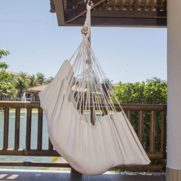 Chaise hamac coloris écru certifié FSC® Jobek Hamac TranKil - 140 x 110 cm