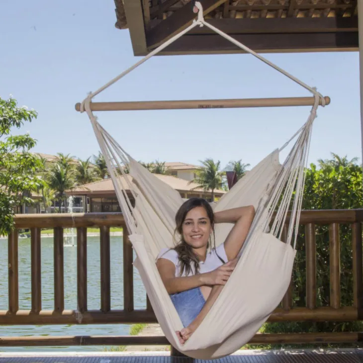 Chaise hamac coloris écru certifié FSC® Jobek Hamac TranKil - 140 x 110 cm