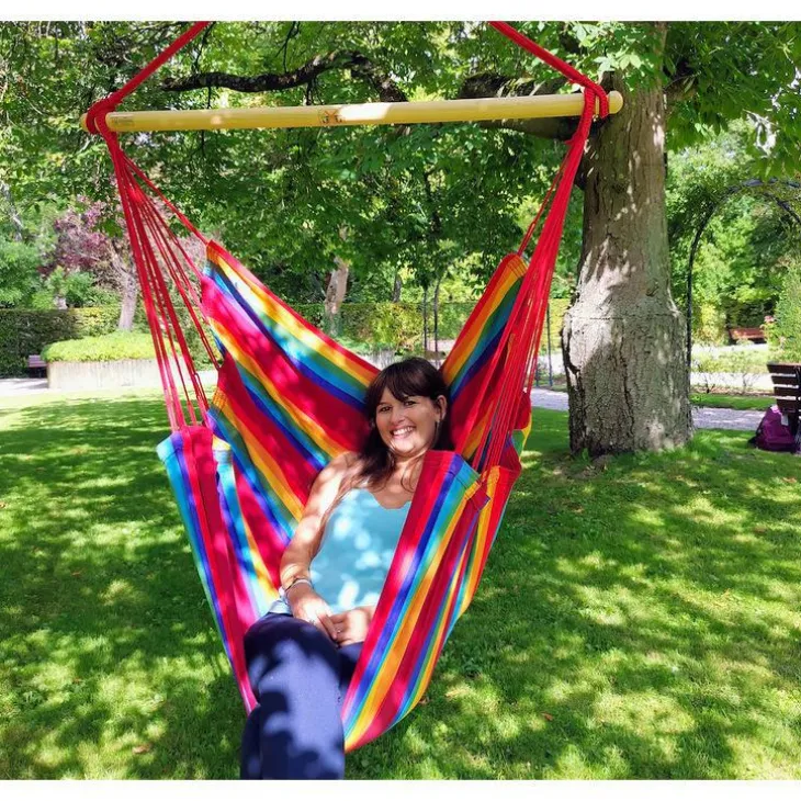 Chaise hamac coloris multicolore Fortaleza en polypropylène Jobek Hamac TranKil - 140 x 110 cm