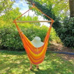Chaise hamac coloris orange Sunny certifié FSC® Jobek Hamac TranKil - 140 x 110 cm