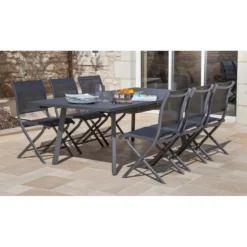 Chaise pliante grise en aluminium Proloisirs Elégance