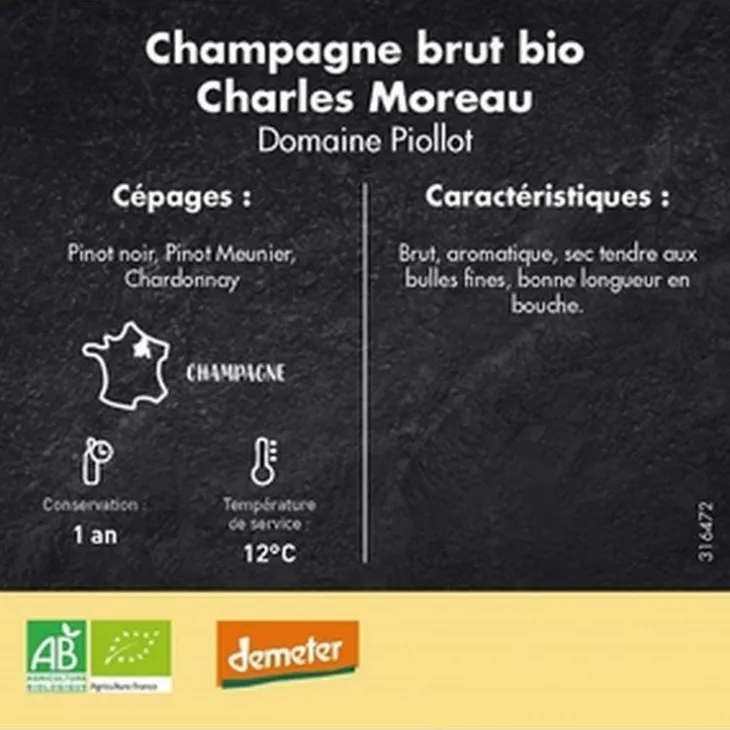Champagne brut bio Charles Moreau - 75 cl