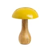 Champignon à poser tête emaillée coloris vert en bois de manguier - 14 x 10 x 10 cm